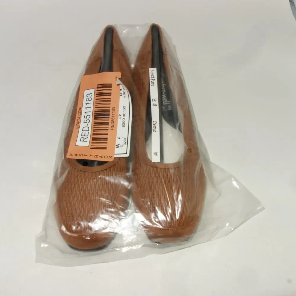 Comfort-well Beacon Stretch-n-Form Pumps Brown Square Medium Heel Shoes 7W